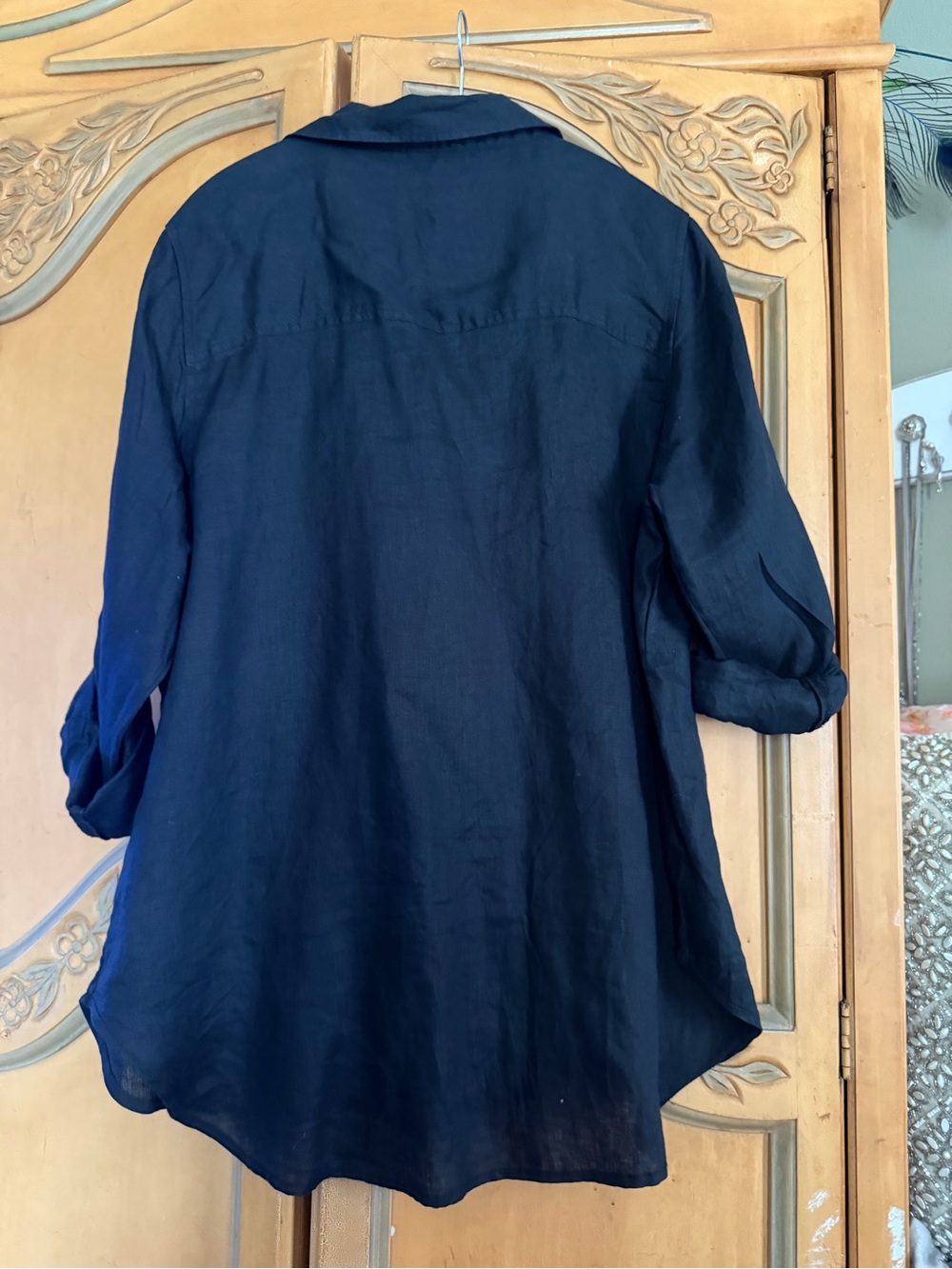 Sigrid Olsen 100% linen black Button-Down Linen Shirt - Picture 3 of 9
